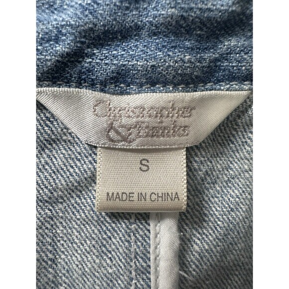 Denim Blazer Jean Jacket Womens Small Button Up Cotton Christopher & Banks - Picture 8 of 9
